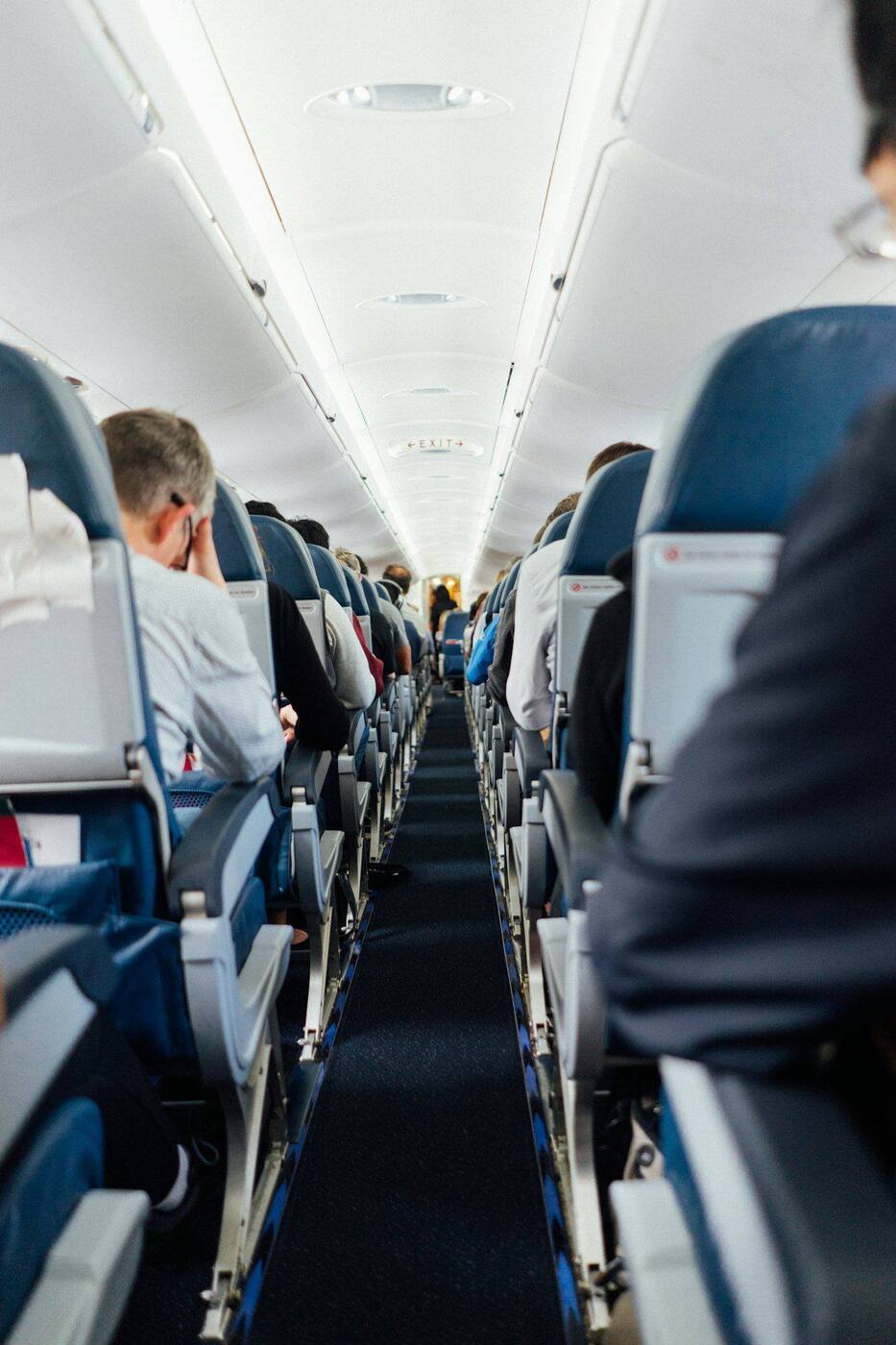 Inside the aircraft cabin