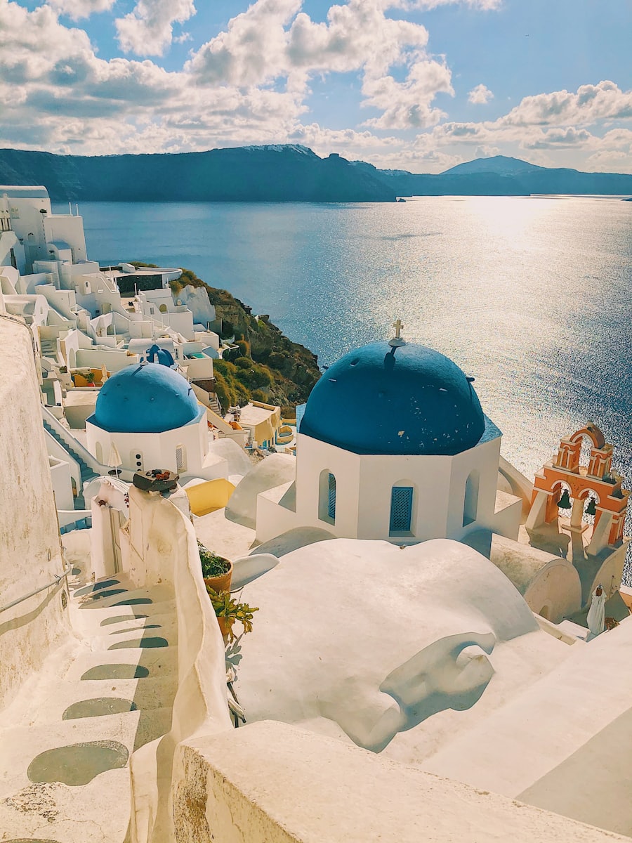 Santorini blue domes